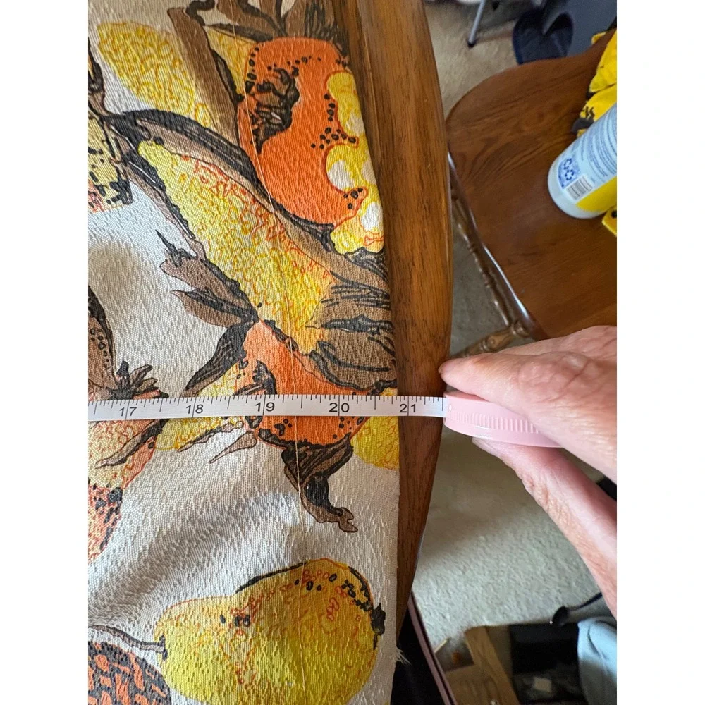 Vintage 70s Sunflower Fruit Harvest Cafe Curtains Pinch Pleat Retro Kitchen 2pc